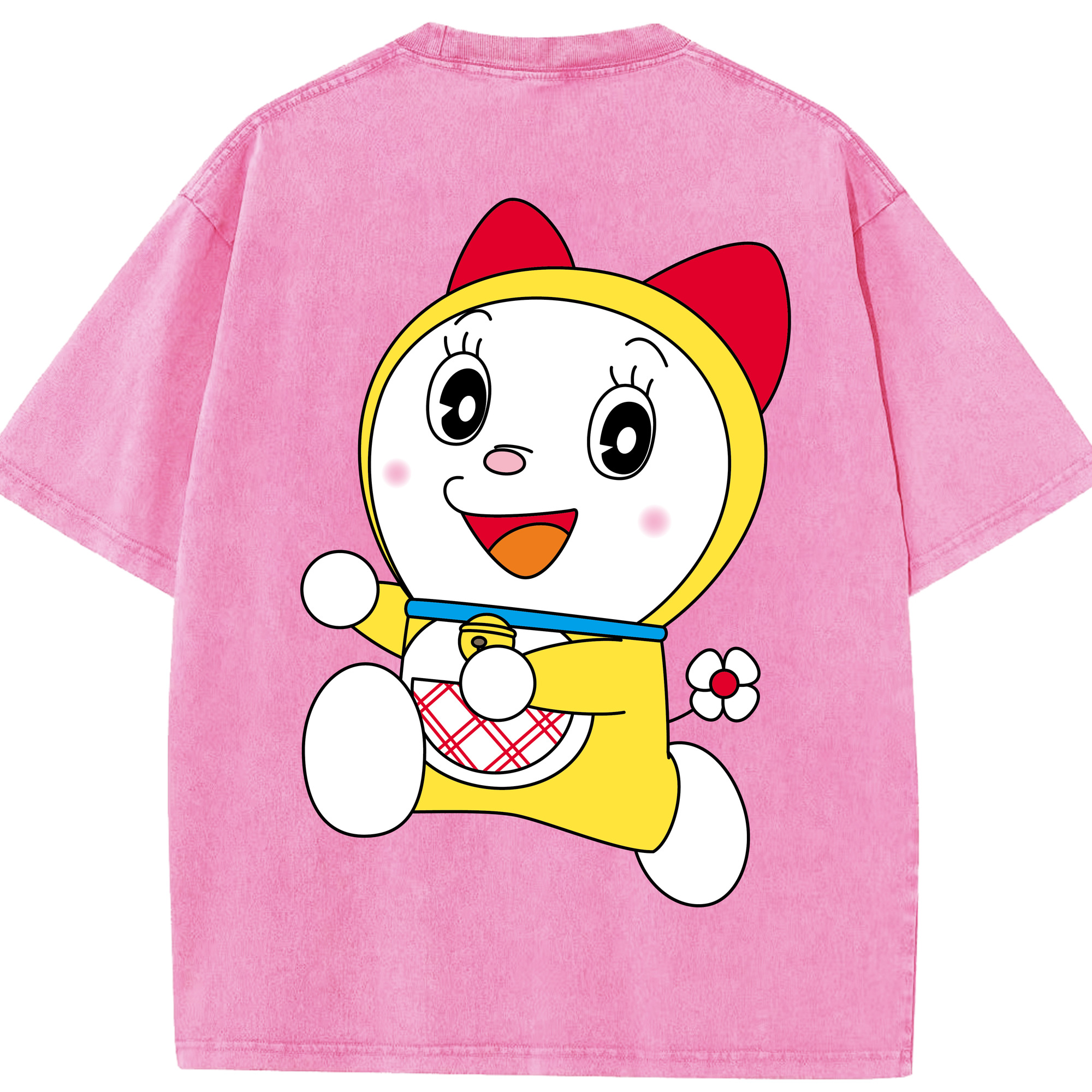 （画像用） ドラえもん ドラミ Doraemon Dorami 綿100% ヴィンテージ風 半袖Tシャツ（背面プリント）